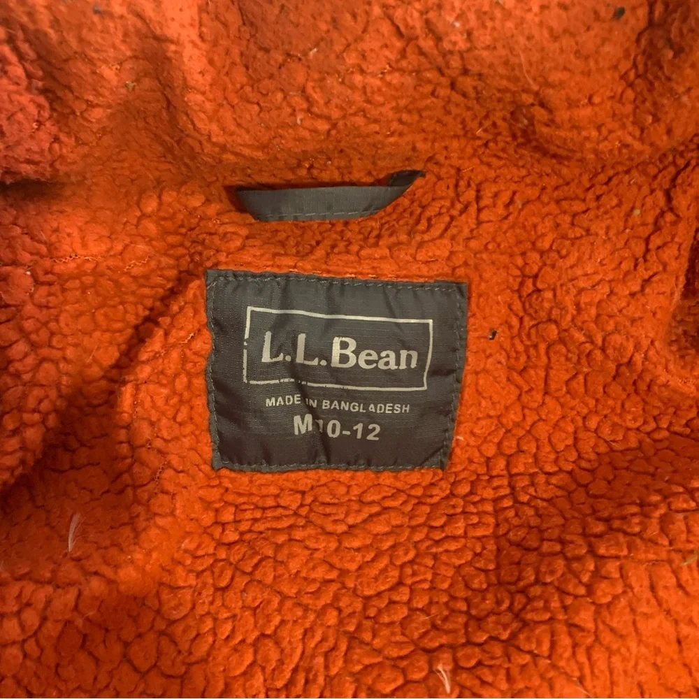 L.L. Bean Downtek Jacket Navy Blue Orange Kids Medium 10-12 Unisex